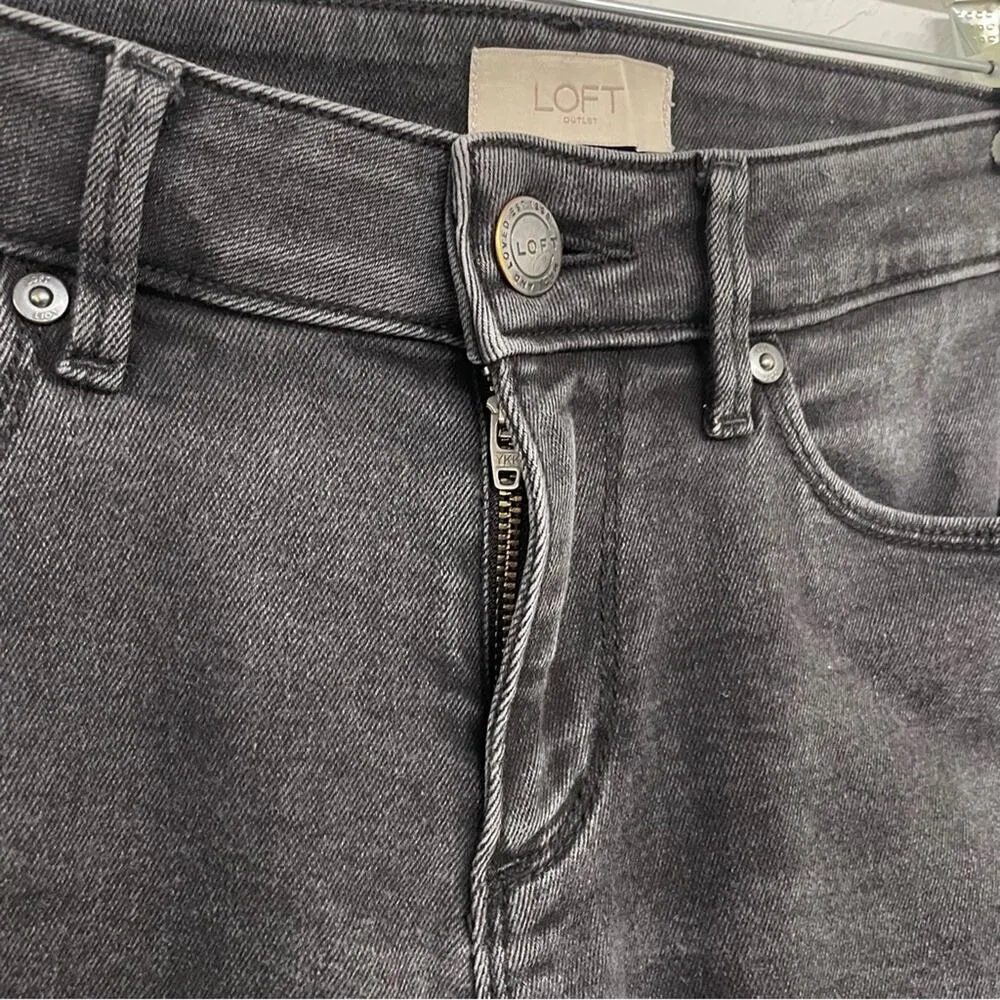 Loft Black Curvy Skinny Mid Rise Jeans Womens 2 Denim Zip Fly Casual Classic - Image 3