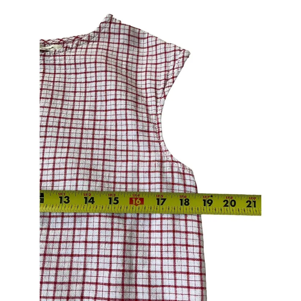 Max Studio Red & White Linen Cotton Cap Sleeve Top Women's Size Medium | 1-8 - Image 5