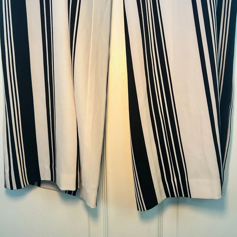 INC‎ International Concepts High Rise Wide Leg Pants Faux Wrap Striped Sz 6 Blue - Image 2