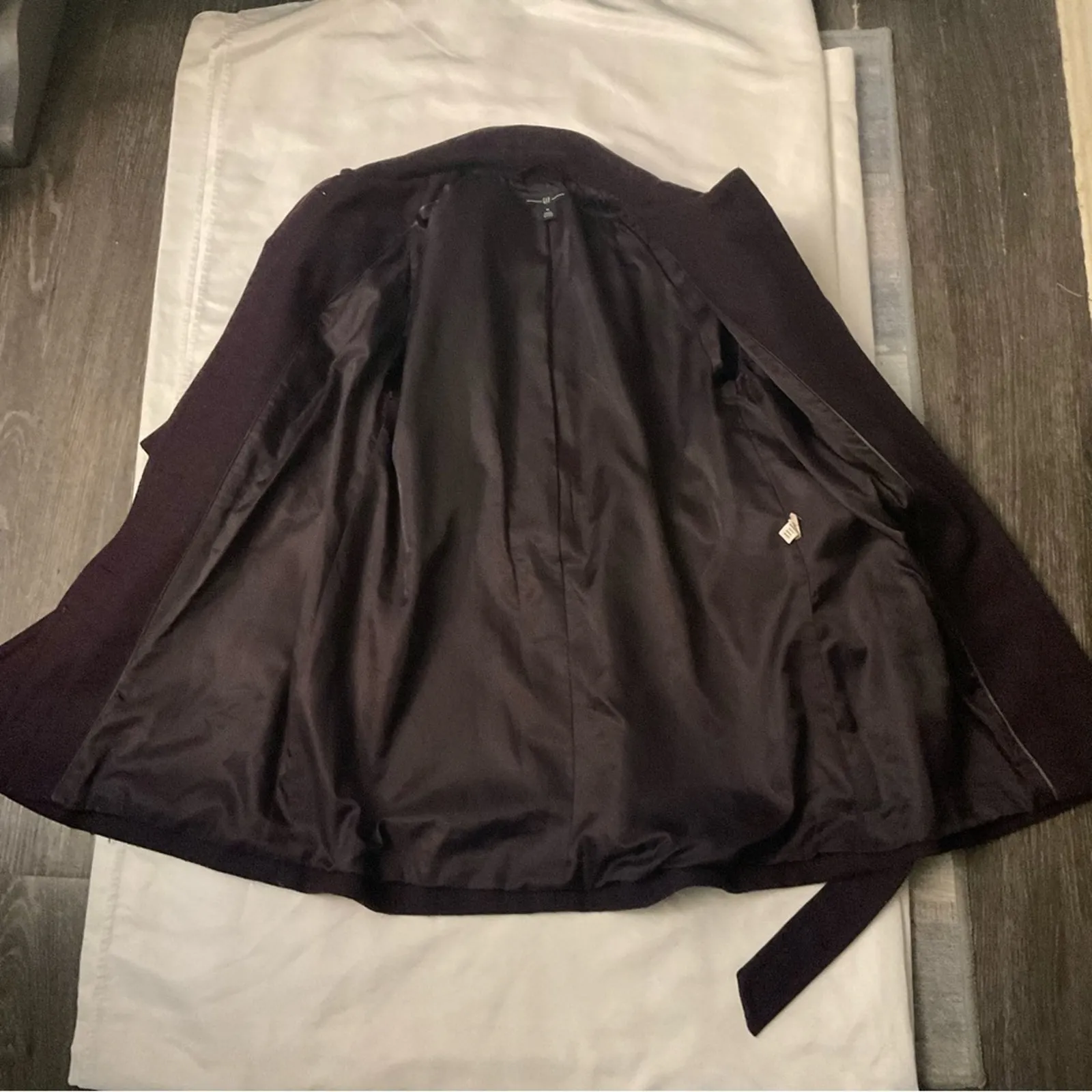 GAP Purple Belted Pea Coat M Indie Vanguard Classic Preppy Corporate Academia - Image 8