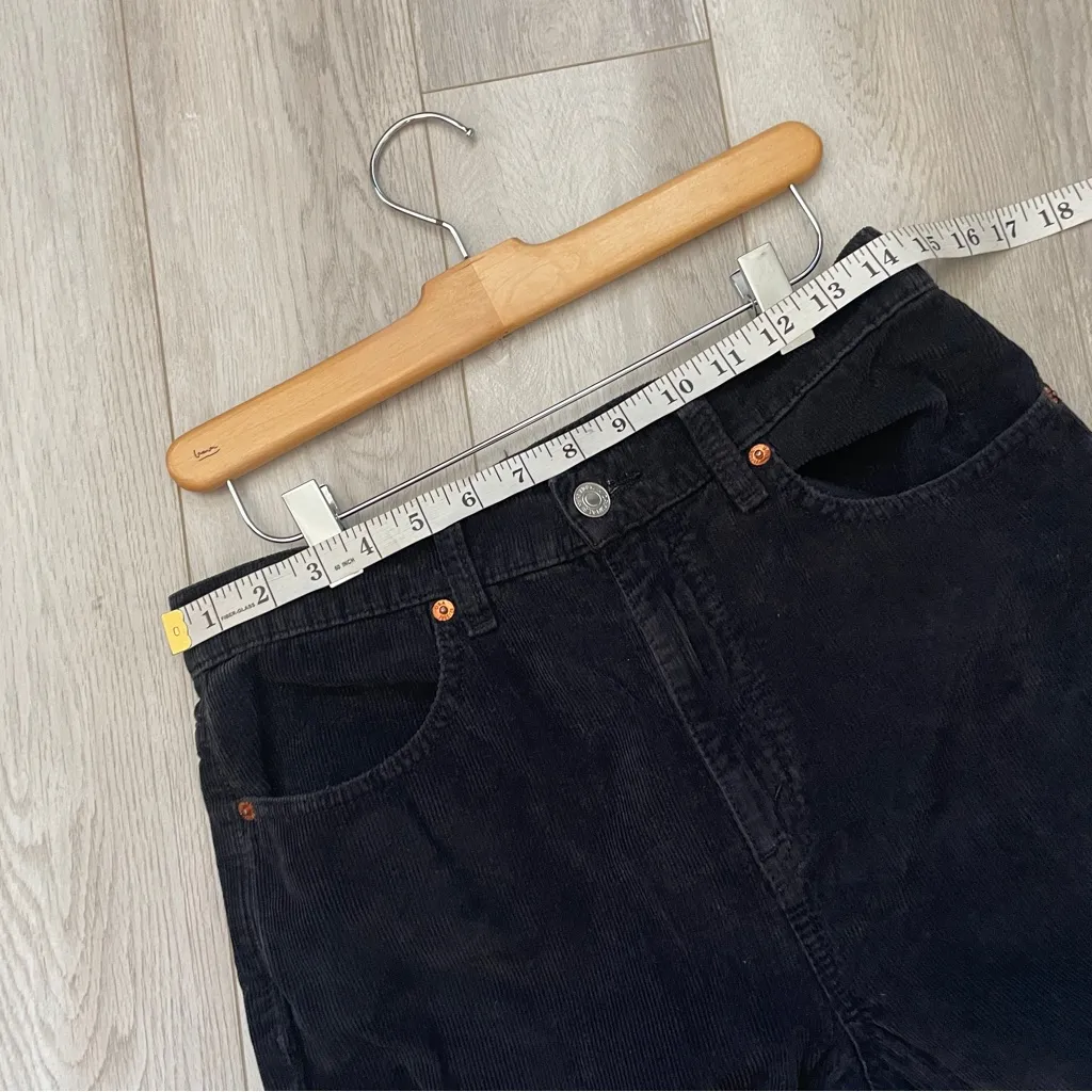 Re/Done Corduroy Jeans high rise straight leg womens Black (size 28) stove pipe - Image 5