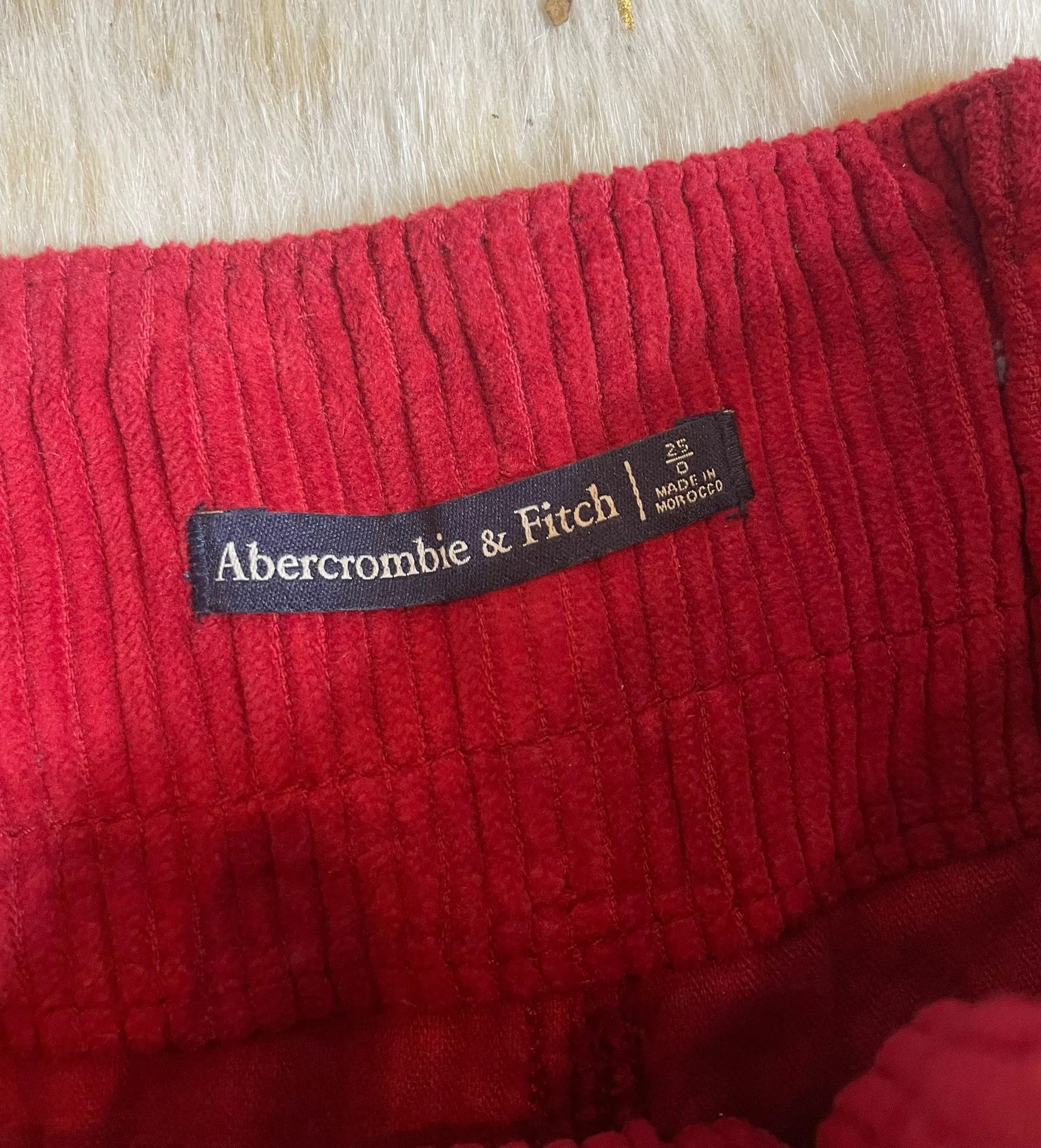 Corduroy Red Paperbag High Rise Pants - Image 5