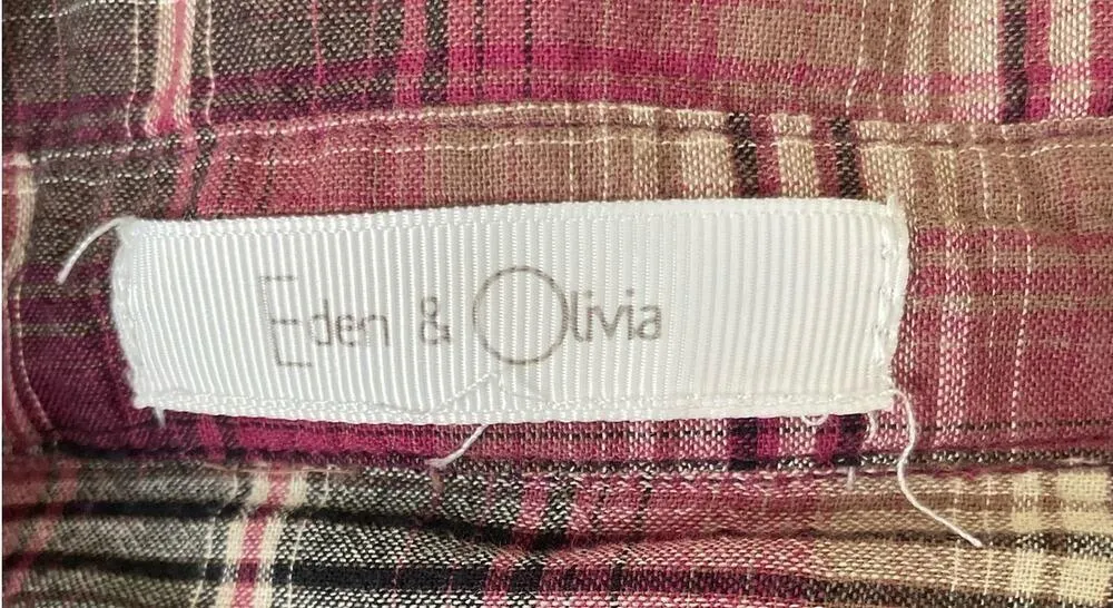 Eden & Olivia Women Top S Red Plaid Long Sleeve Button Up Western Cowgirl Grunge - Image 2