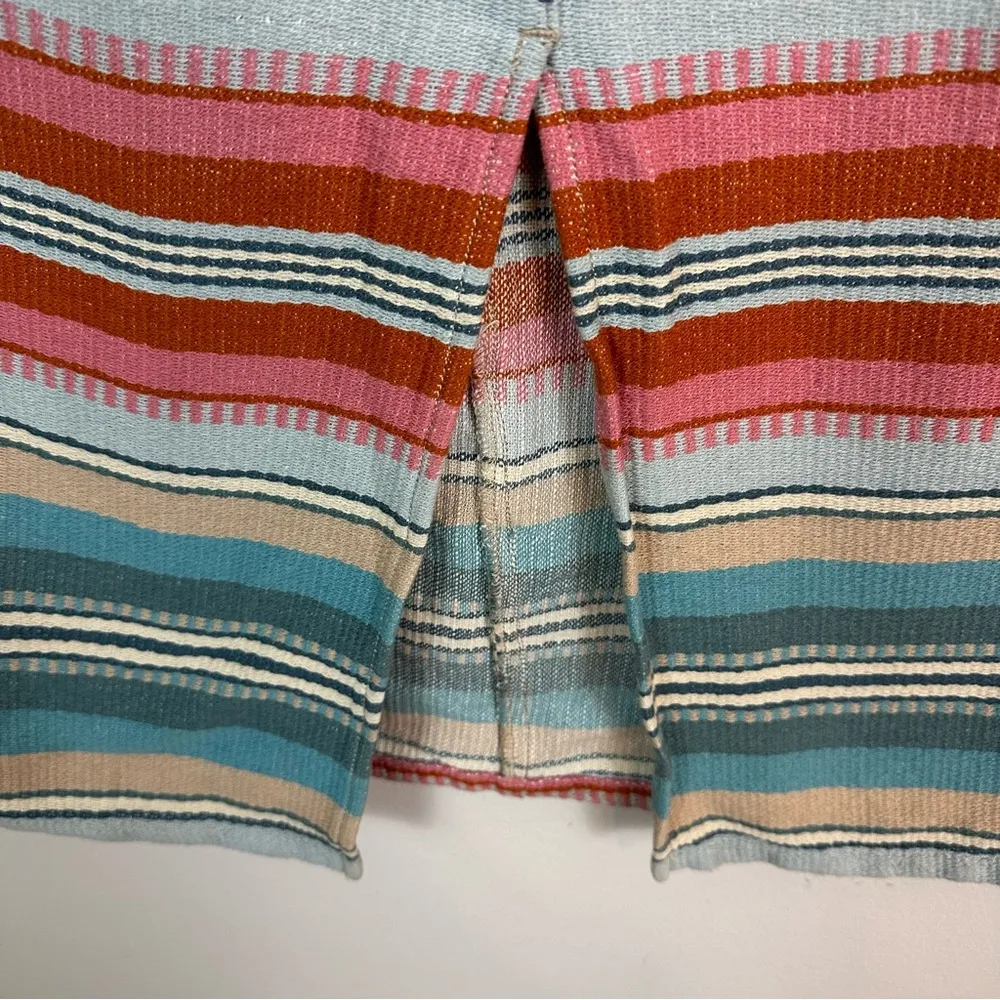 Denim & Co. | Western Colorful Stripe Midi Length Skirt Size Large Red - Image 3