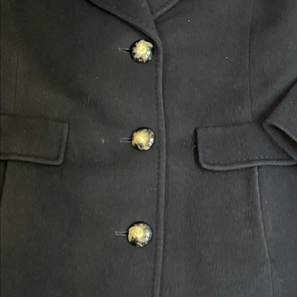 Fleurette Wool Cashmere Black Coat Size 16 Made in USA Classic Winter Overcoat - Image 3