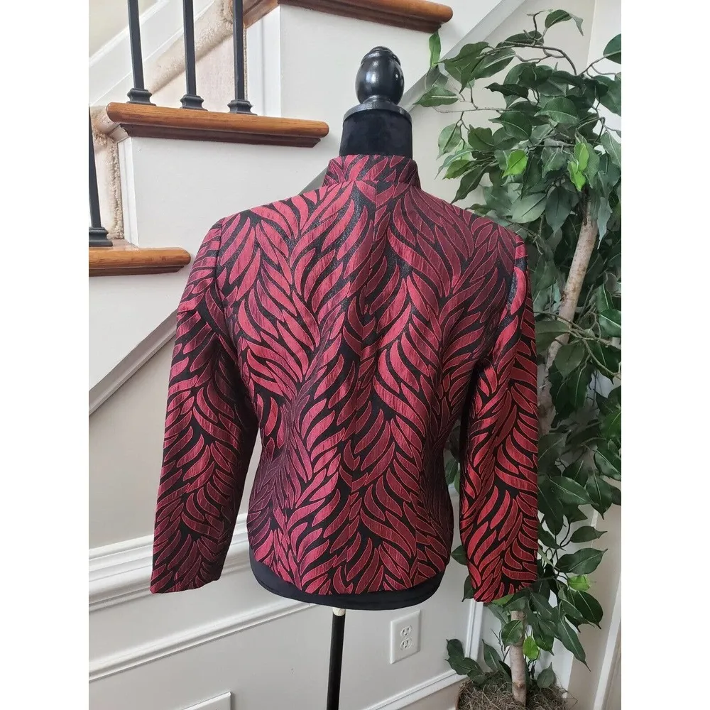 Dressbarn Women's Maroon Polyester Long Sleeve Single Breasted Blazer Size Small Red - Image 6