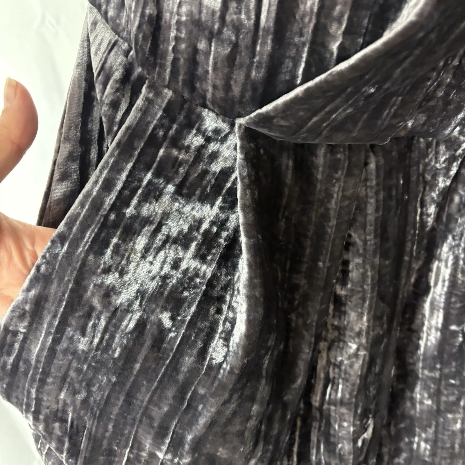 Rachel Roy Dress Mink Grey Crushed Velvet Strapless Pockets Sz 8 Glam Holiday - Image 4