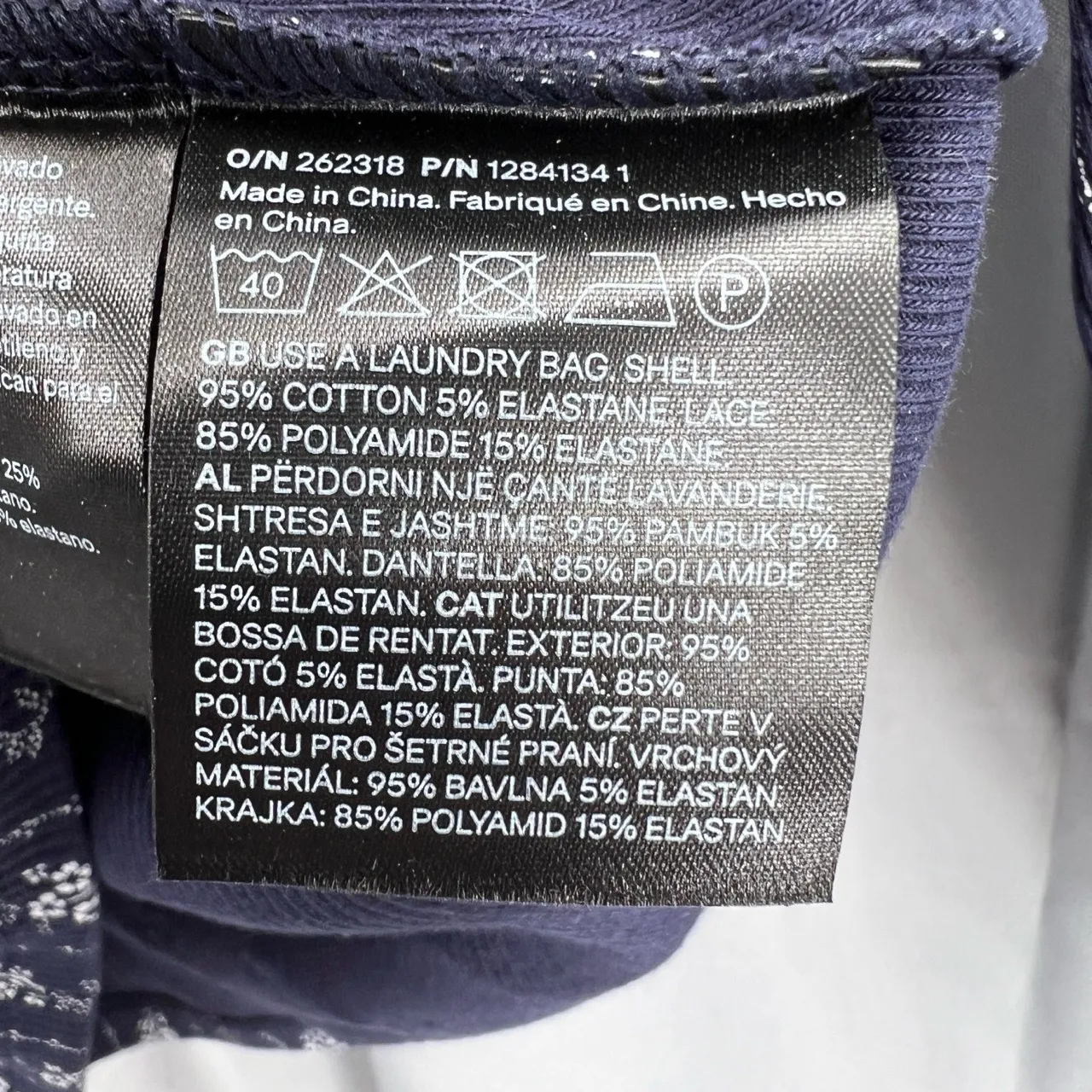 H&M Top Navy Floral Scoop Neck Ribbed Long Sleeve Cropped Coquette 90s Med New - Image 3