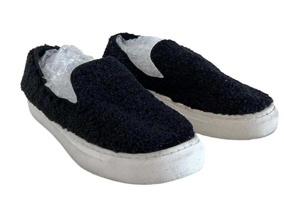 Steven New York Black Kimbel Faux Fur Shearling Slip on Women's Sneakers size 7. - Image 2