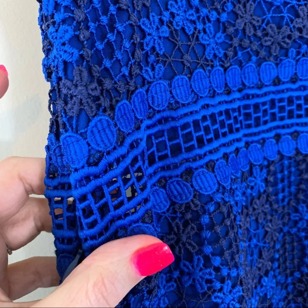 Sandro Bella Blue Egyptian Lace Sheath Dress - Image 10