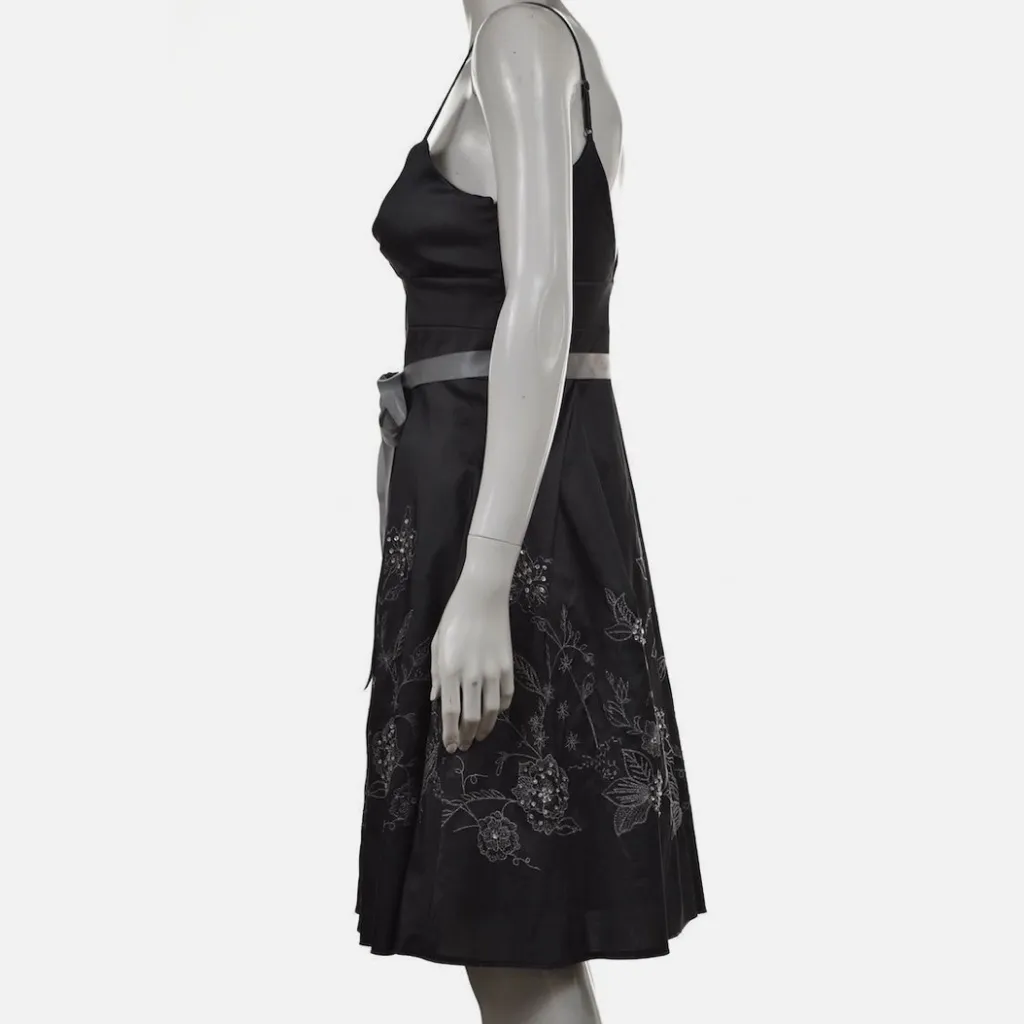 Oleg Cassini Charcoal Fit n Flare Embellished Dress in Charcoal sz 4 EUC - Image 7