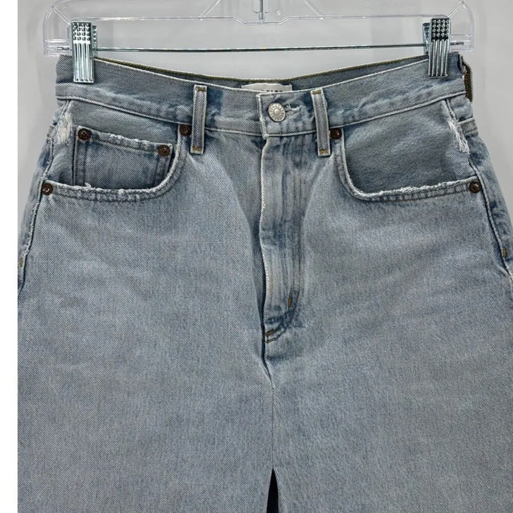 Agolde High Rise Denim Cutoff Pleat Skort size 26  In Hypnosis light wash - Image 5