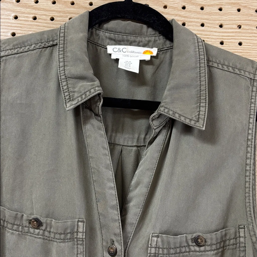 CNC California Green 100% Lyocell sleeveless Long Jumpsuit Cargo Androgynous - Image 2