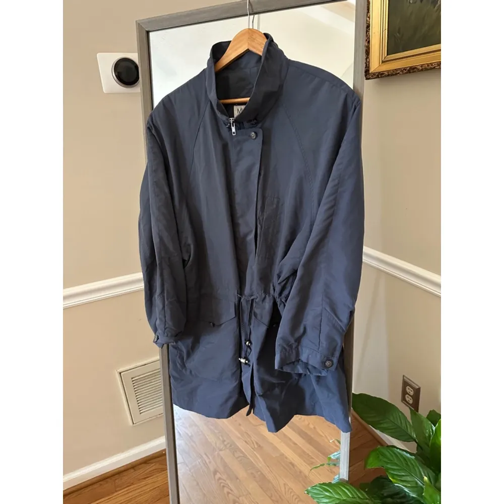 Mulberry Street Full Zip Gray Drawstring Trench Coat Jacket Size Large - Image 2