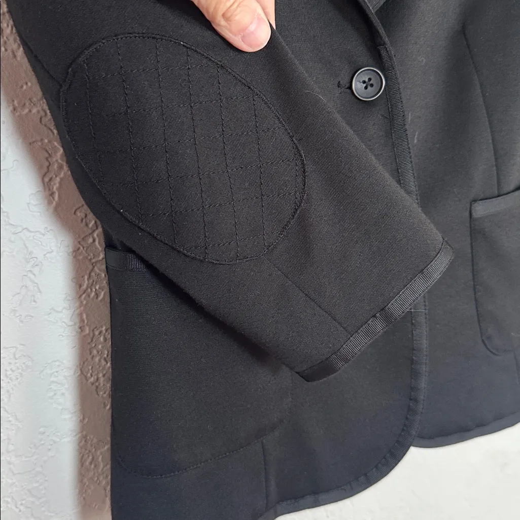Laundry By Shelli Segal Soft Blazer Tailored Chic Black Pockets Elbow Patch - Image 3