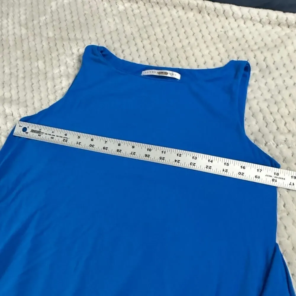 Susana Monaco Ruffle Maternity Top Women's Medium Blue Jersey Sleeveless RTR - Image 7