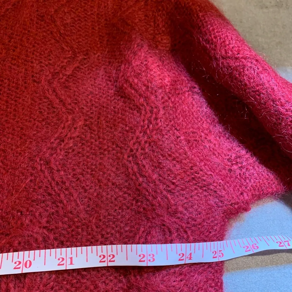 Esprit Vintage  Wool Mohair Ivory Cable-Knitted Sweater L Large Red - Image 4