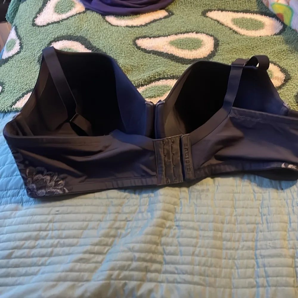 Cacique Smooth Balconette Navy Floral Lacy Bra Size 44DD - Image 2