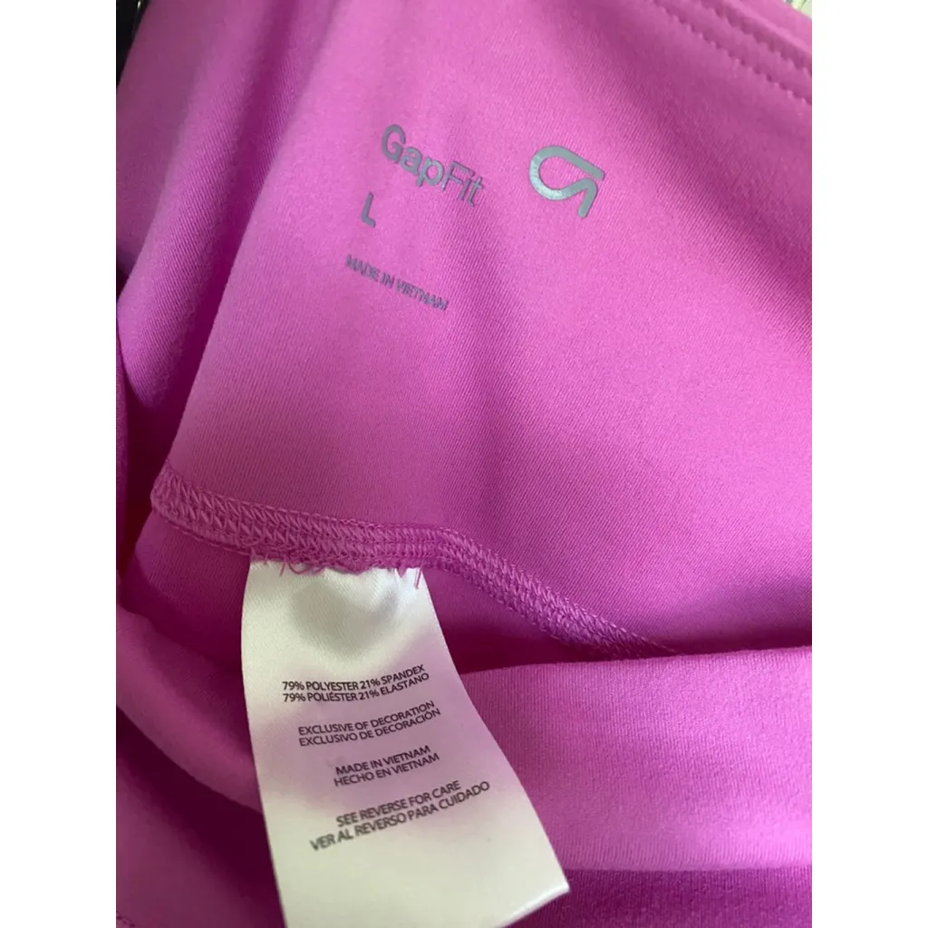 GapFit High Rise Leggings Bright Fuchsia Pink L Barre Pilates Activewear Lounge - Image 6