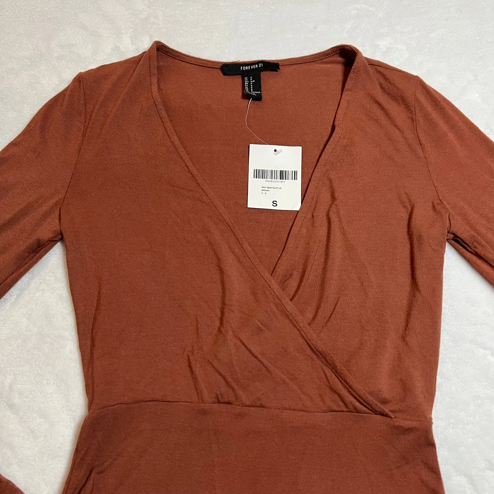 Forever 21 V-Neck Long Sleeve Bodysuit Size Small NEW Casual Party - Image 4