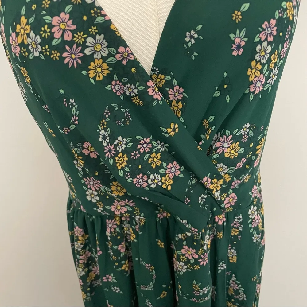Laundry by Shelli Segal Dress Maxi Floral Surplice Racerback Lined Green Pink - Image 4