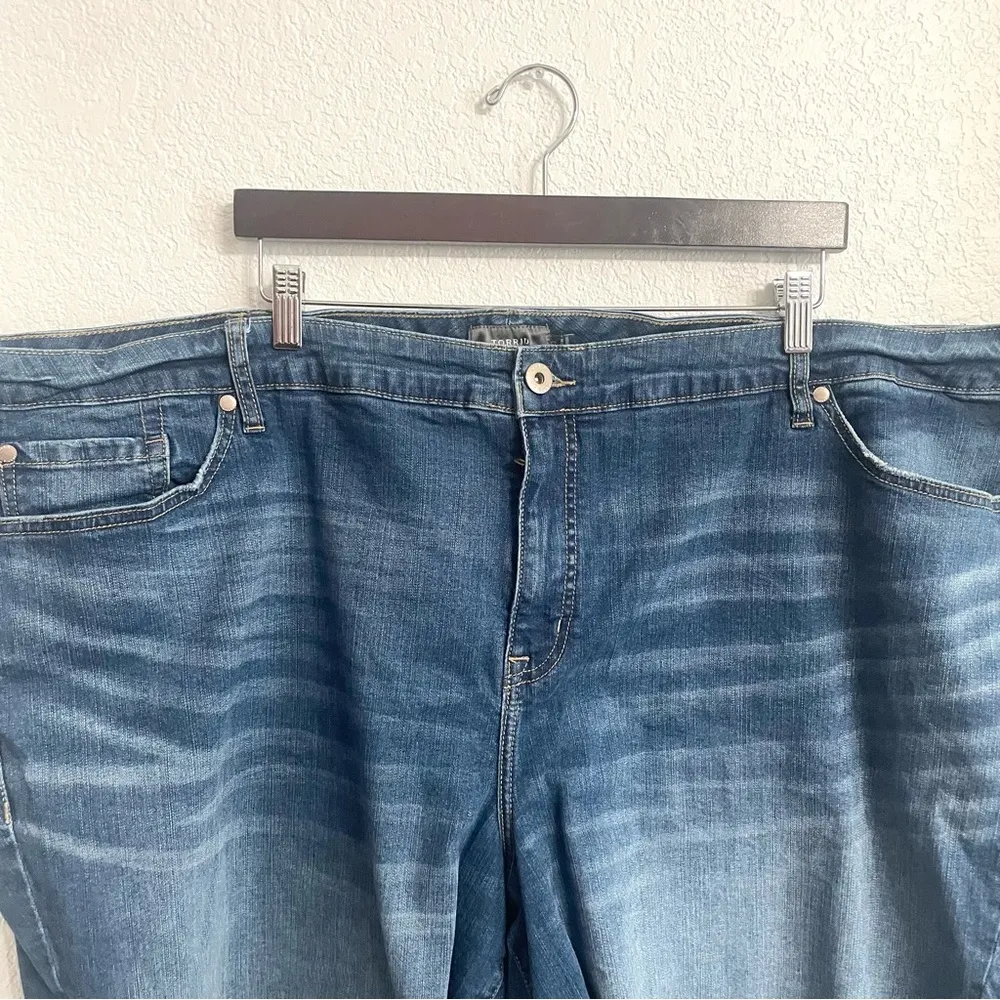 Torrid Womens Shorts Denim Blue High Waist Frayed Cut Hem Plus Size 30 - Image 3