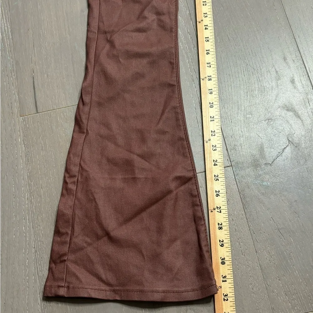 Edikted Women's Luna Faux Leather Flare Jeans Metallic Brown Sz S Going Out Pant - Image 9