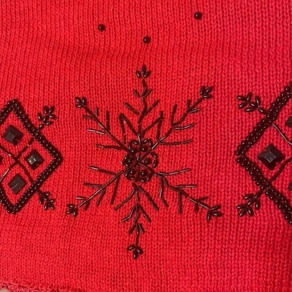 Shenanigans sweater Vintage Red black beaded holiday granny ugly Christmas Sz L Size L - Image 8