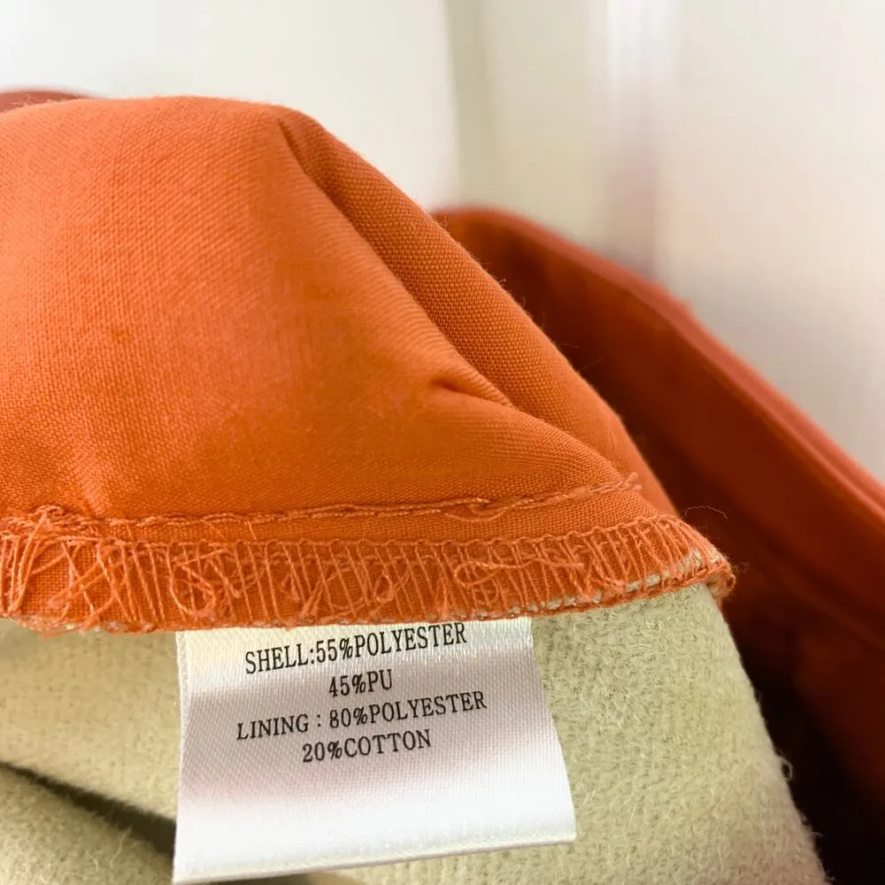 NWT Amy Lynn Amber Faux Leather Flare V Front Trouser Pant Orange Size Medium - Image 10