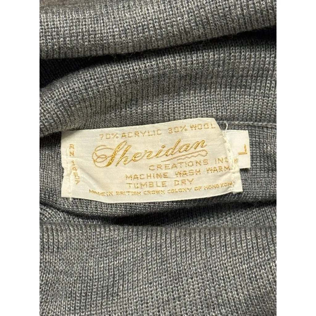 60s Sheridan Turtleneck Sweater Acrylic Wool Blend VTG 1960s Large Gray VTG - Image 4