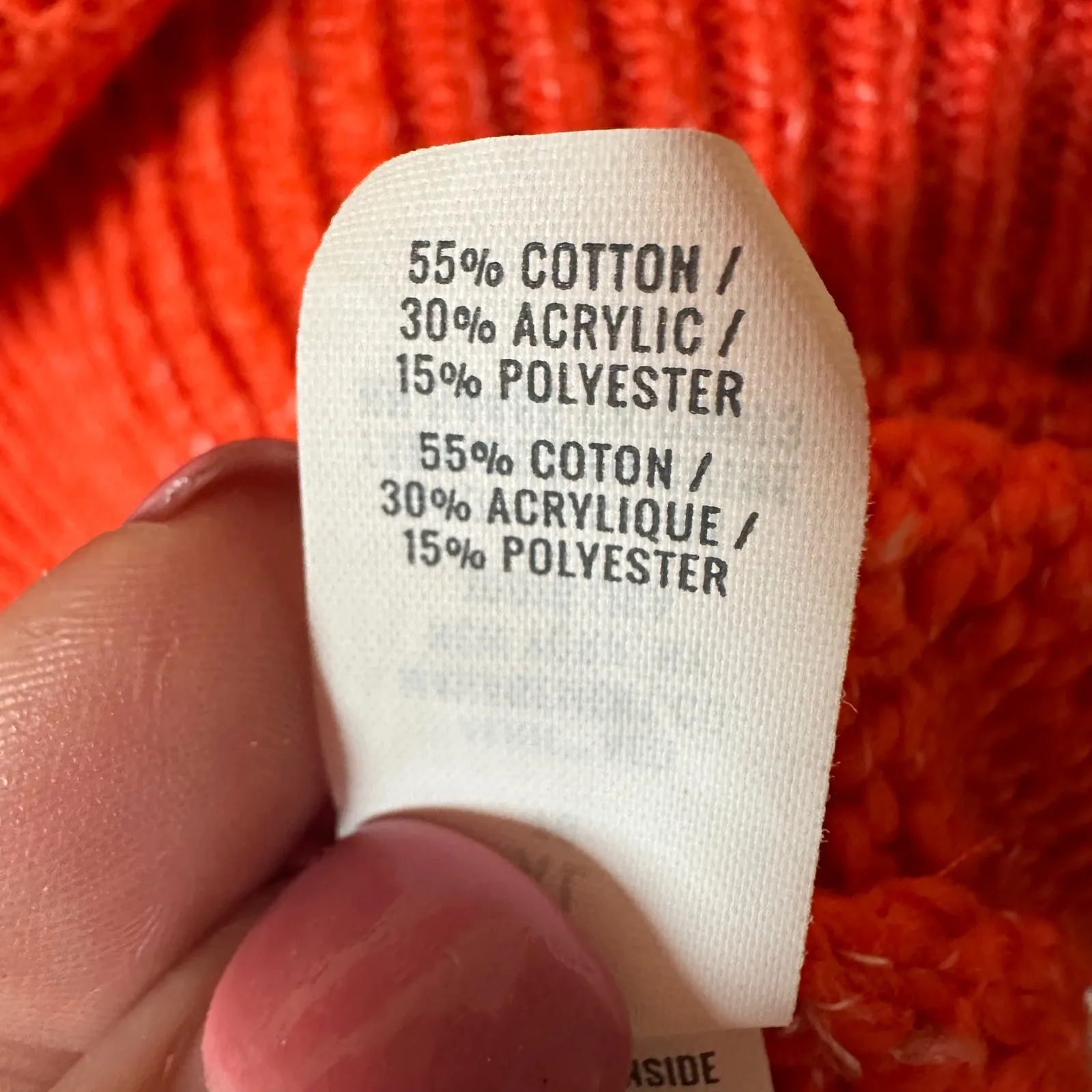 Aerie Striped Colorblock Mock Neck Sweater Pullover Knit Orange Cream‎ Womens XL - Image 5