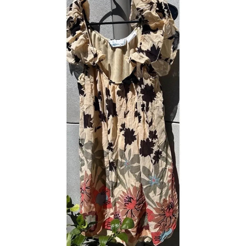 Denim 24 7 Tunic Top Shirt Blouse 20W 20 Floral Roll Tab Pintuck Boho Western Red - Image 13