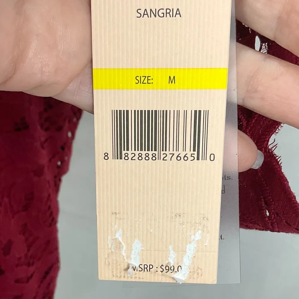 Nanette Lepore Burgundy Lace Blouse Top Shirt Sz Med NWT 3/4 Sleeve Lined - Image 5