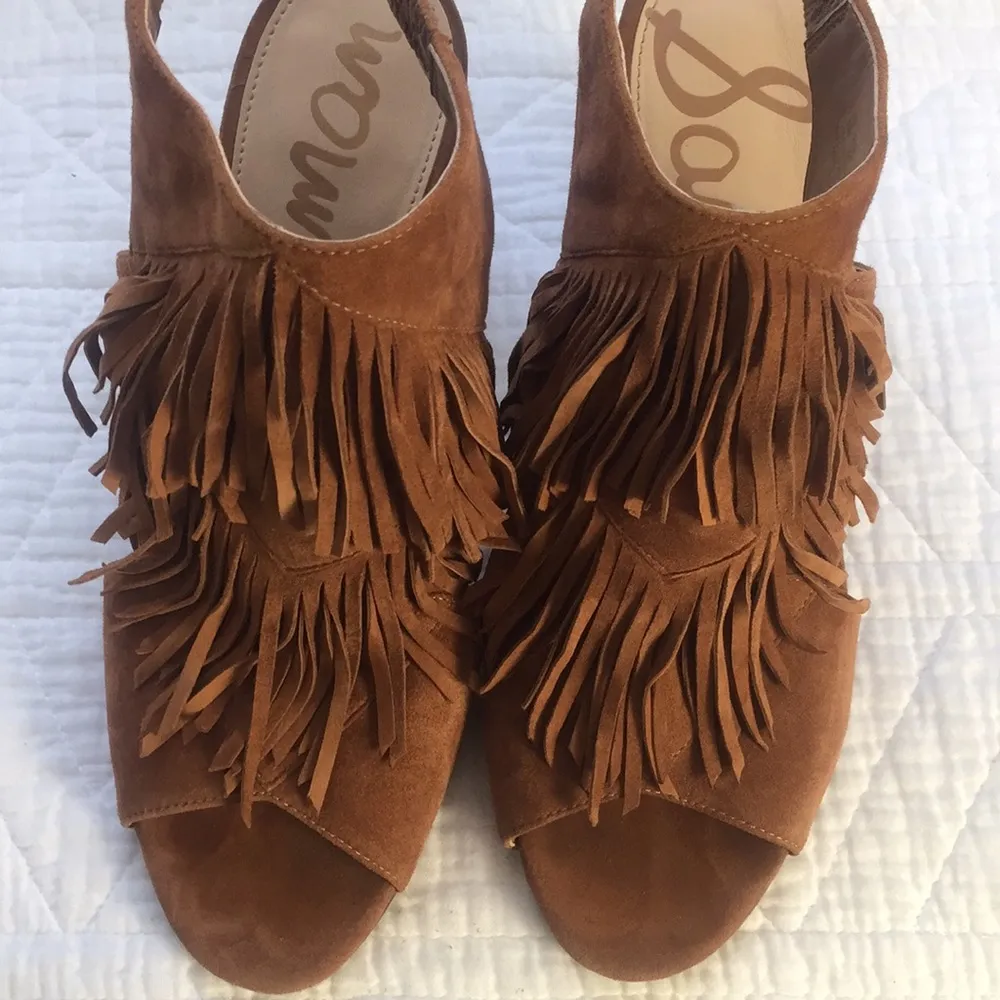 Elaine Suede Fringe Sandals - Image 6