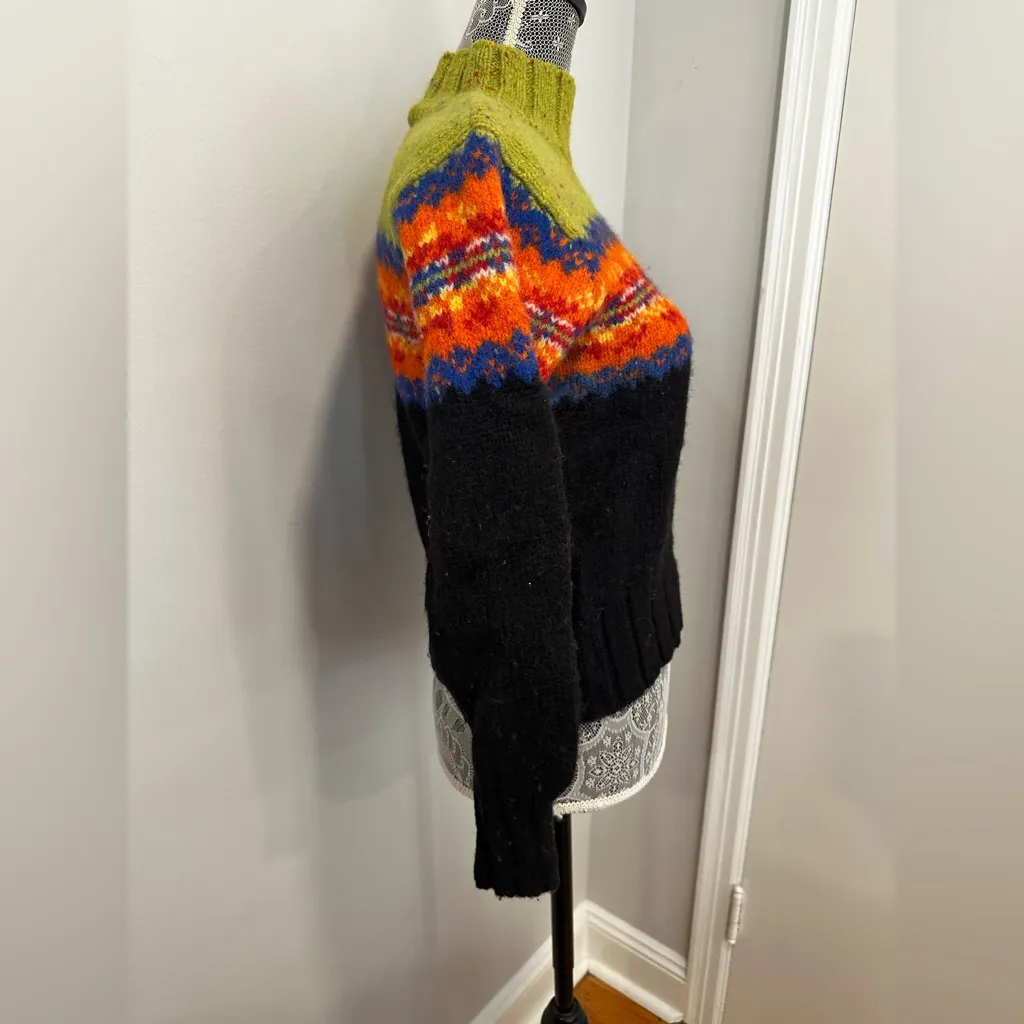 VTG Rare 90s SZ:M Fair Isle Wool Turtleneck Sweater ASO Monica Gellar in Friends Green Size M - Image 4