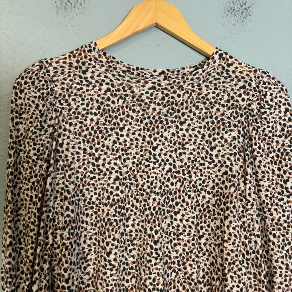 Nation LTD Loren‎ Animal Print Balloon Sleeve Top XS Boho Classic Pima Cotton - Image 5