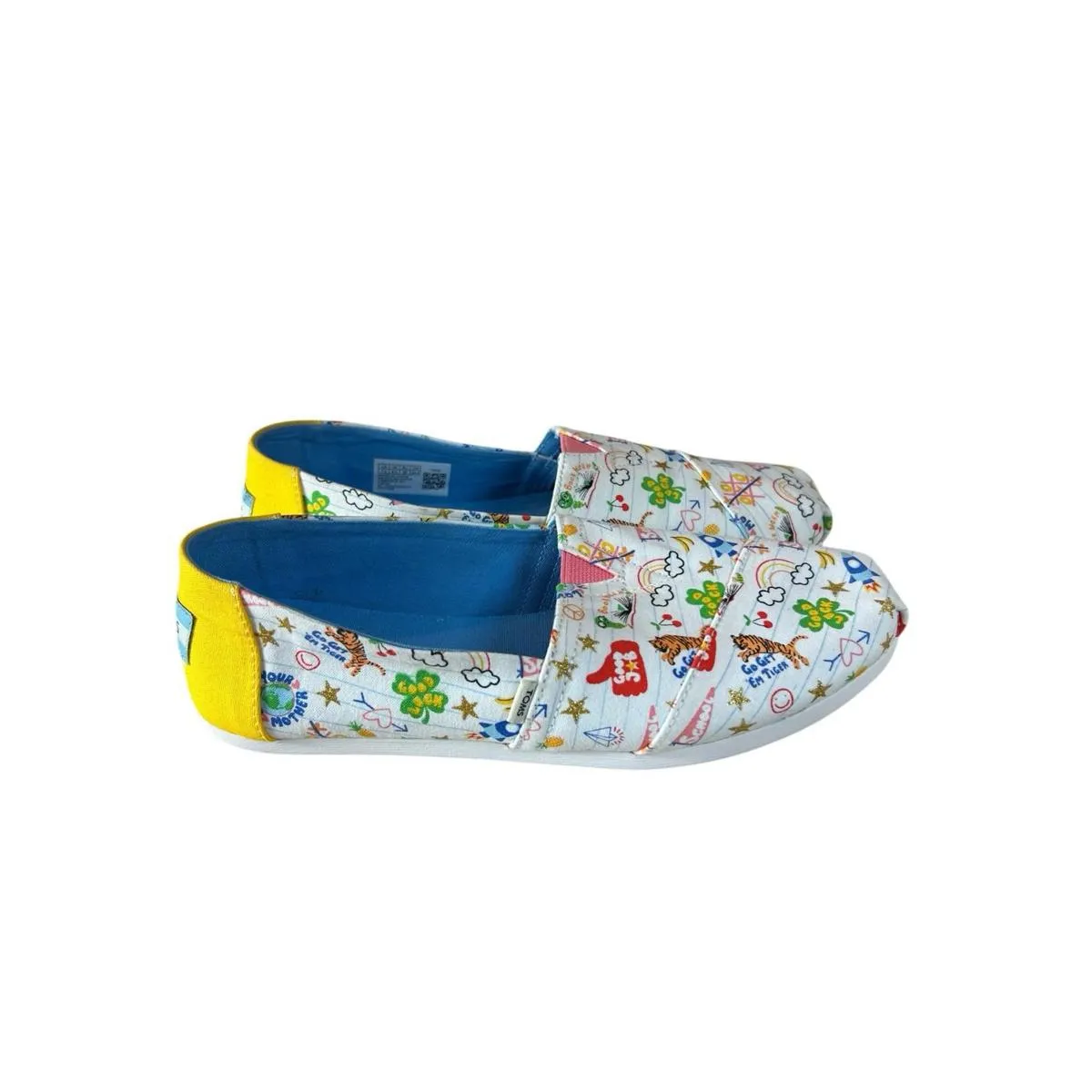 Toms White Alpargatas Notebook Doodles Flat Slip On Ortholite Women’s Size 7.5 - Image 2