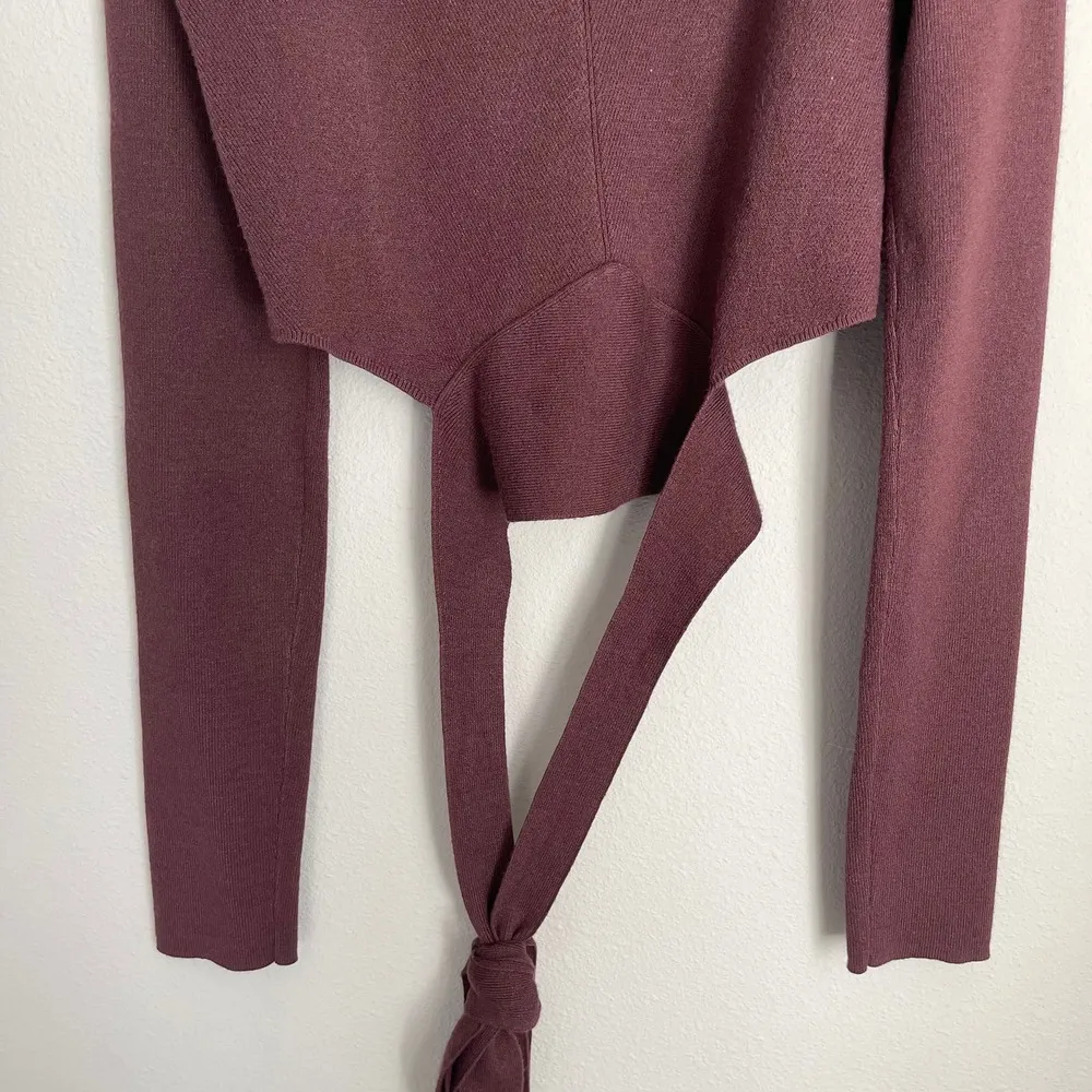 & Other Stories Brown Cropped Lace Up Mock Neck Sweater Top (Small) - Image 5