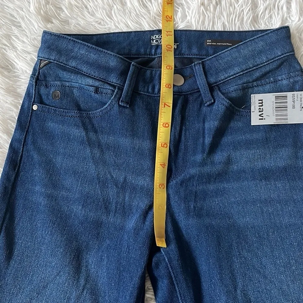 New Mavi Indigo Move Ida Mid rise Mermaid flare jeans in indigo size 27 Black - Image 5