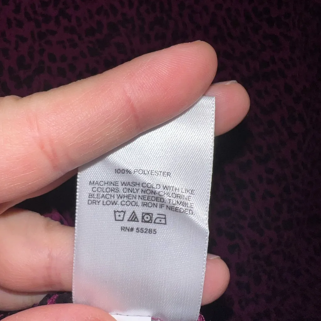 Express NWT Smocked Sheer Sleeve Mesh Top Purple Black Animal Print Cheetah Sz M - Image 6