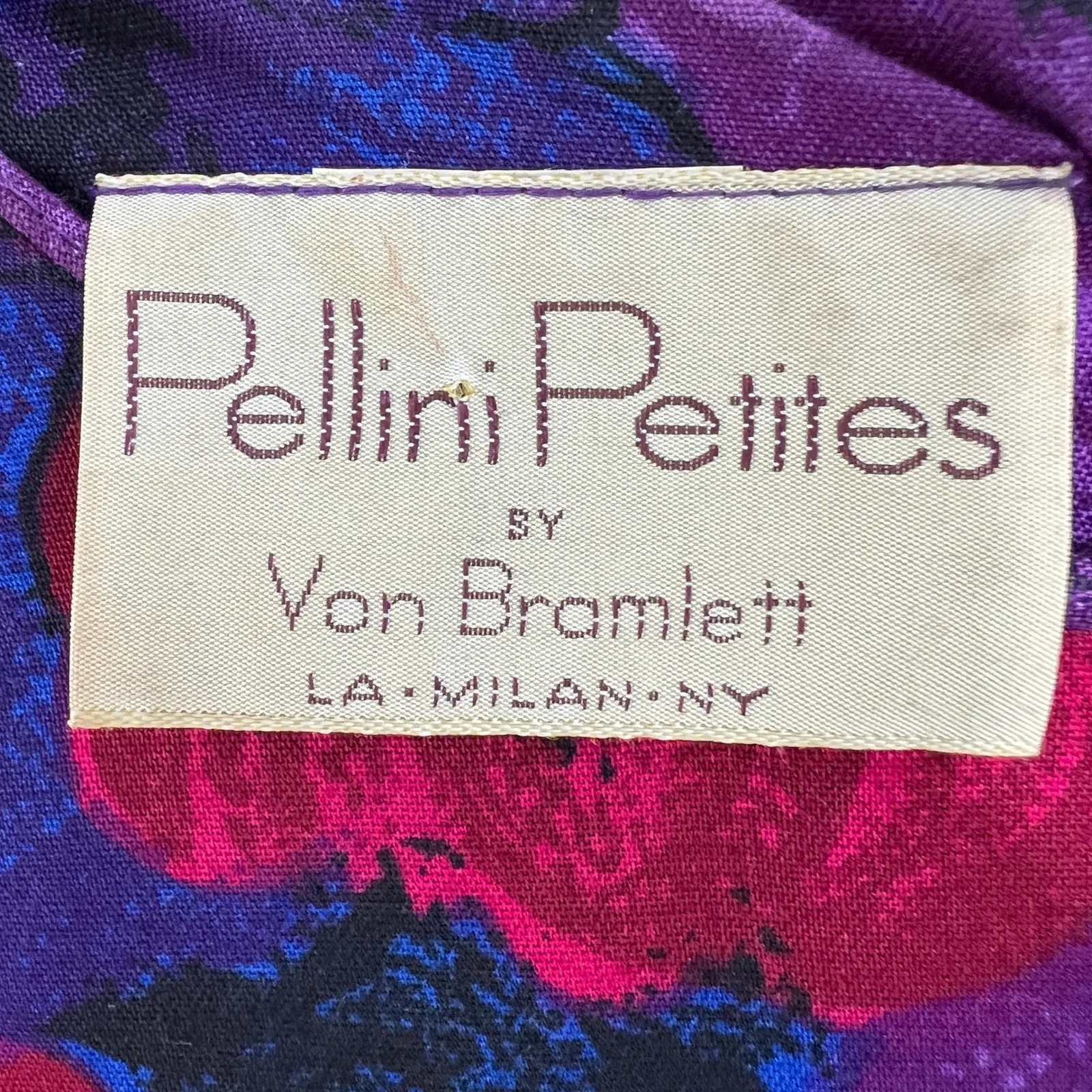 Pellini Petites Floral Midi Dress Vintage 90s Button Back Pockets‎ Purple Size 8 - Image 4