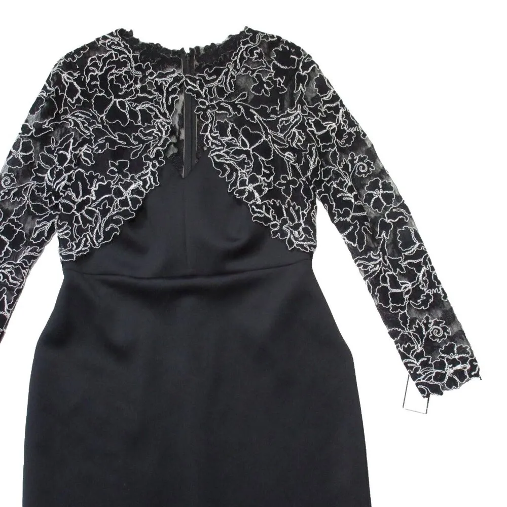 NWT Tadashi Shoji Darya in Black White Embroidered Shrug Sheath Dress 6 - Image 5