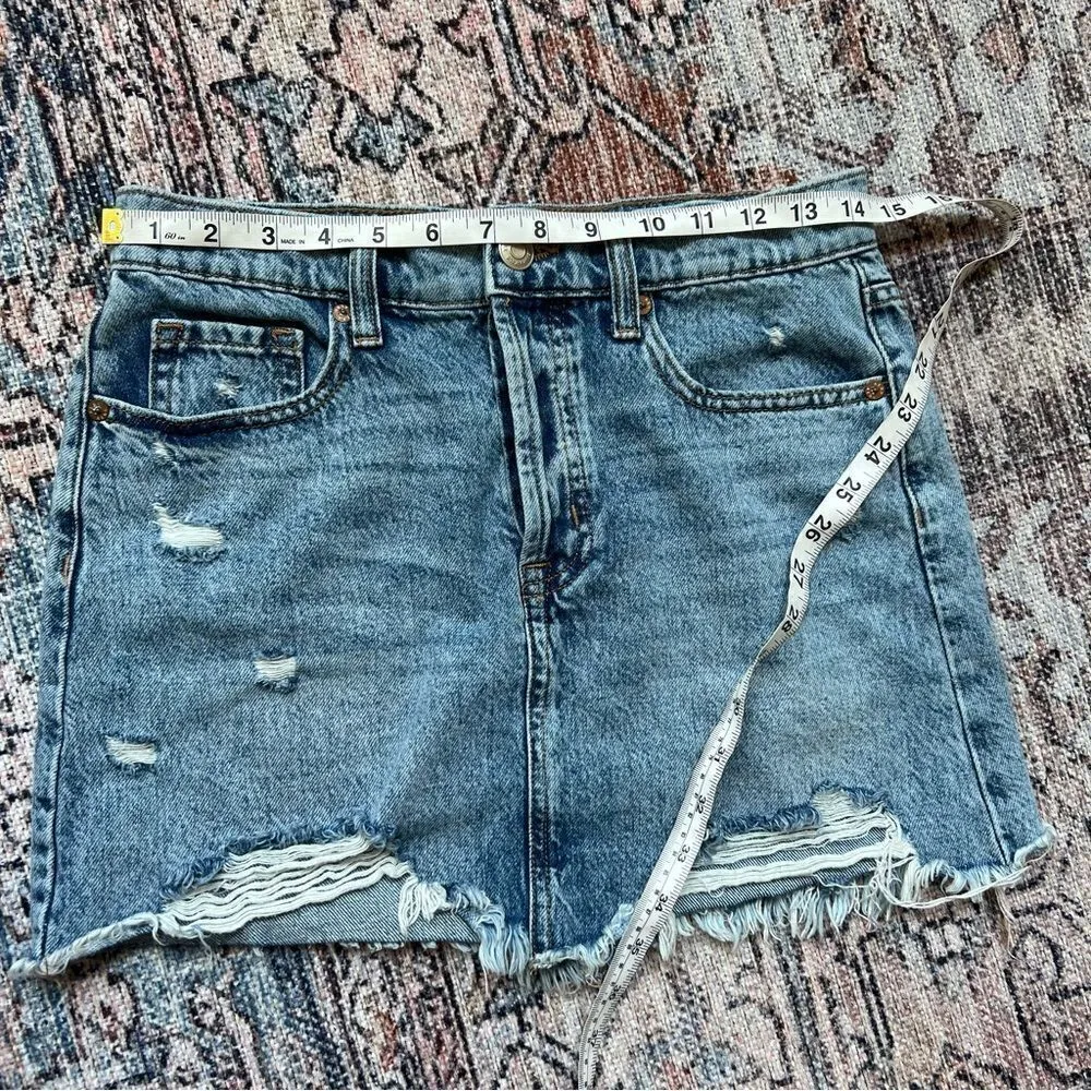 Aeropostale Denim Micro Skirt Distressed Jean Mini Skirt High Rise Size 4 - Image 6