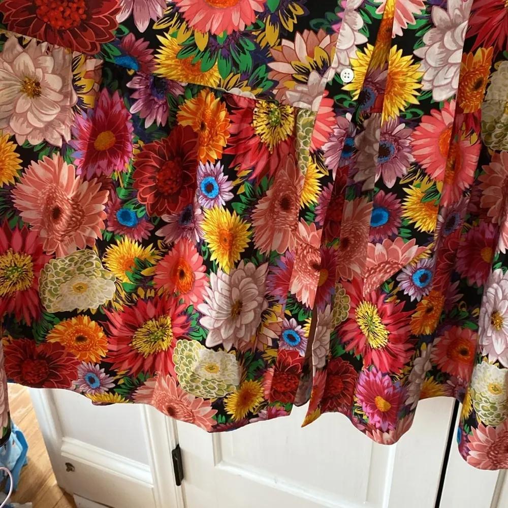 BORGO DE NOR Marni Floral Print Shirt Dress Over The Rainbow Flounced New Size 8 Pink - Image 10