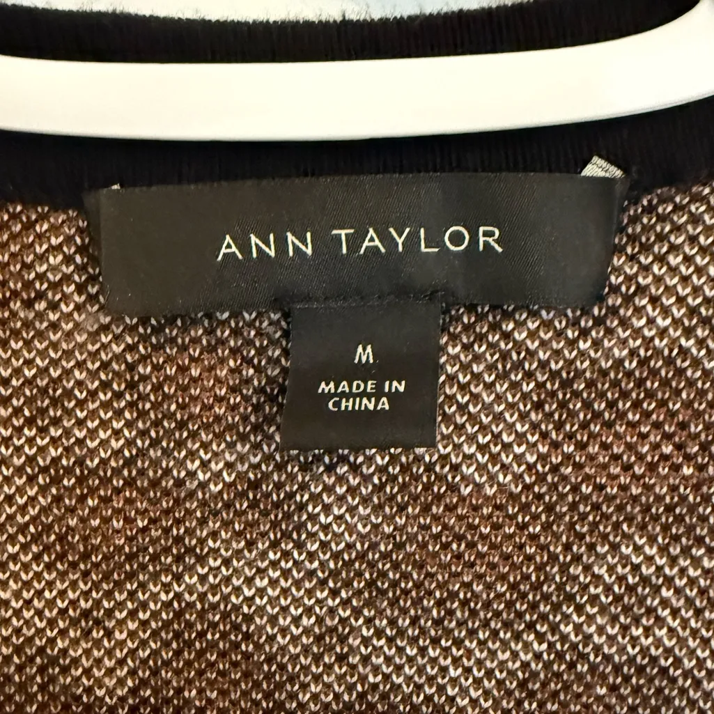 Ann Taylor Animal Print Open Front Cardigan Medium - Image 3