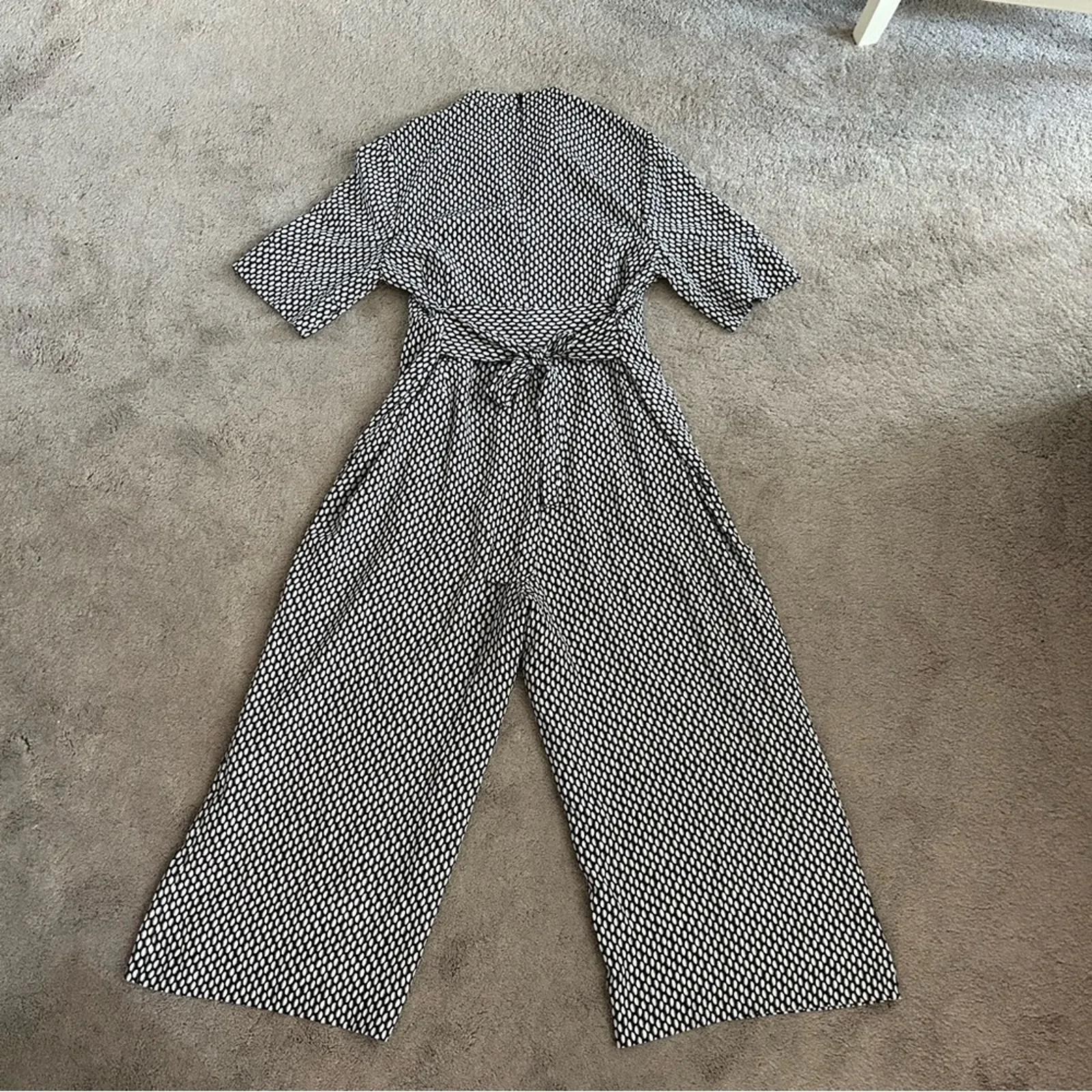 L.K.Bennet London Lorenna Silk Black / White Printed Jumpsuit Size 12 - Image 9