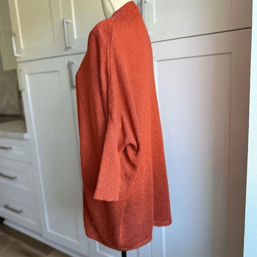 Mango Women's XS/S Orange Knit Cardigan Sweater Batwing Sleeves - Image 4