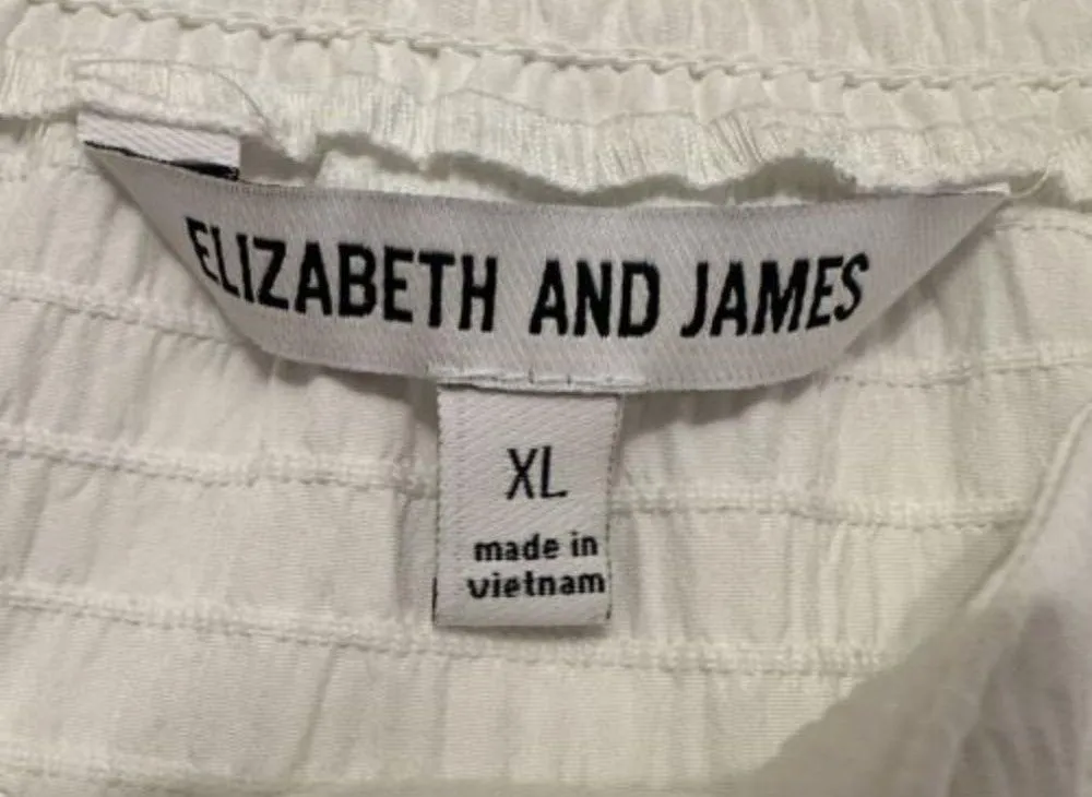 Elizabeth and James Square Neck Top Womens XL Ivory Puff Sleeve Off the Shoulder - Image 4