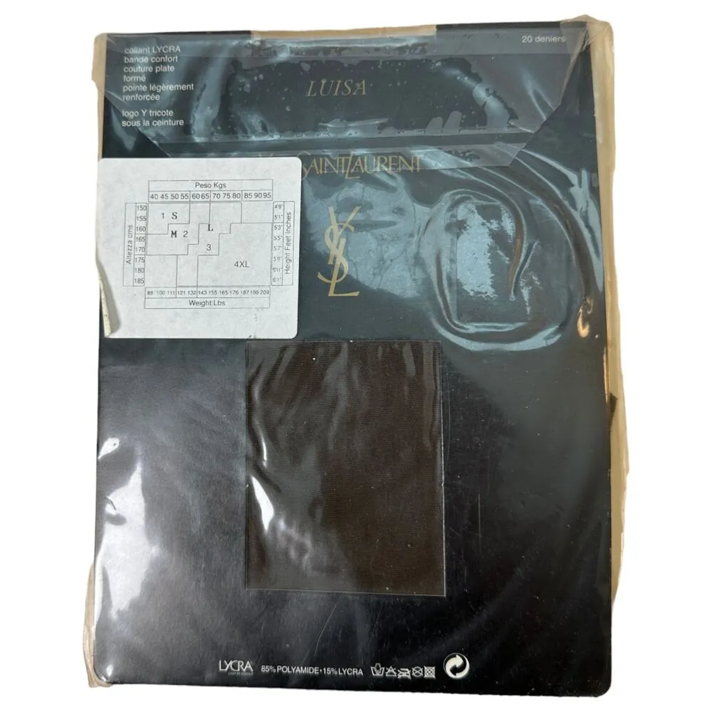 Yves Saint Laurent YSL Vintage Luisa Brown Collant Strumpfhose Tights Size 3 - Image 5