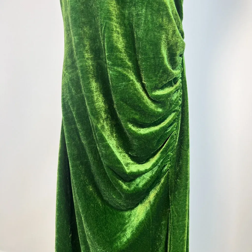 NWOT Reformation Merel Velvet Midi Dress In Green Velvet Size M - Image 4